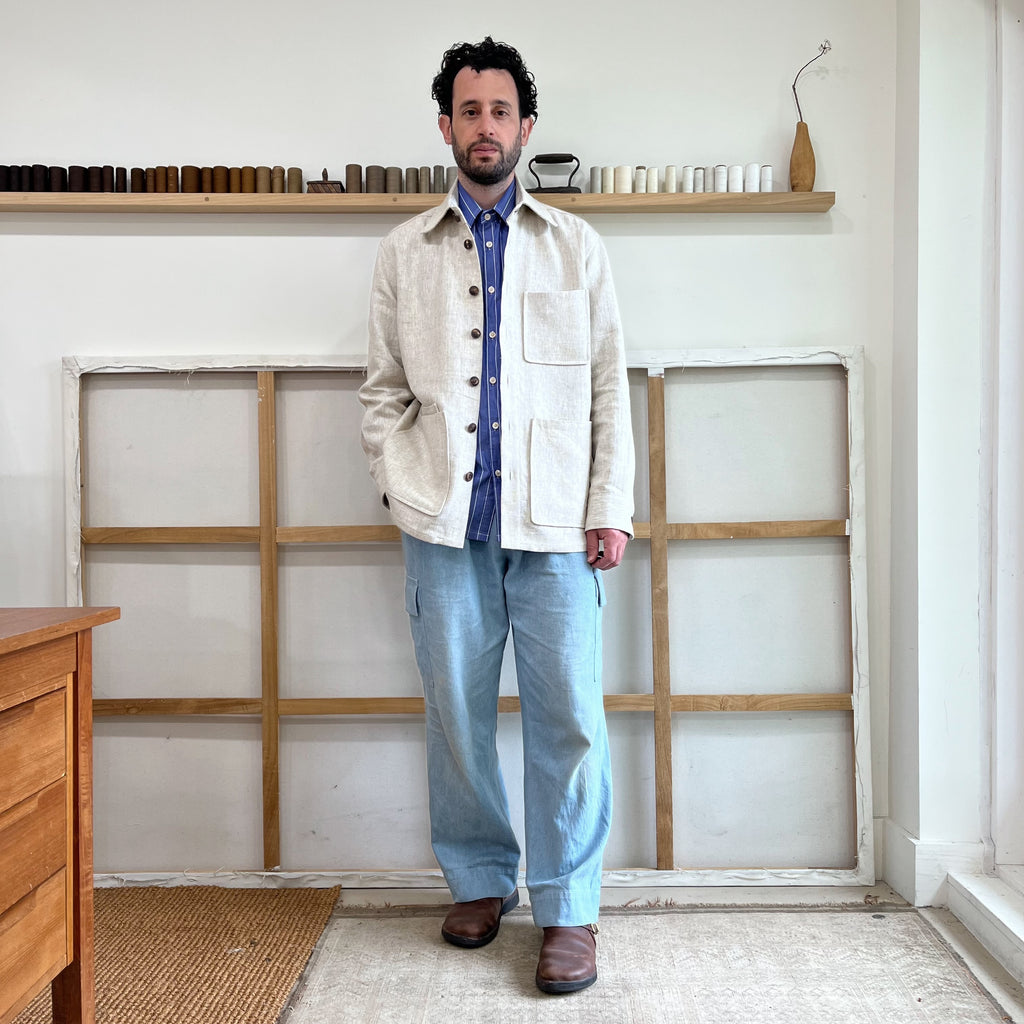 Deadstock Oatmeal Basketweave Linen Chore Coat