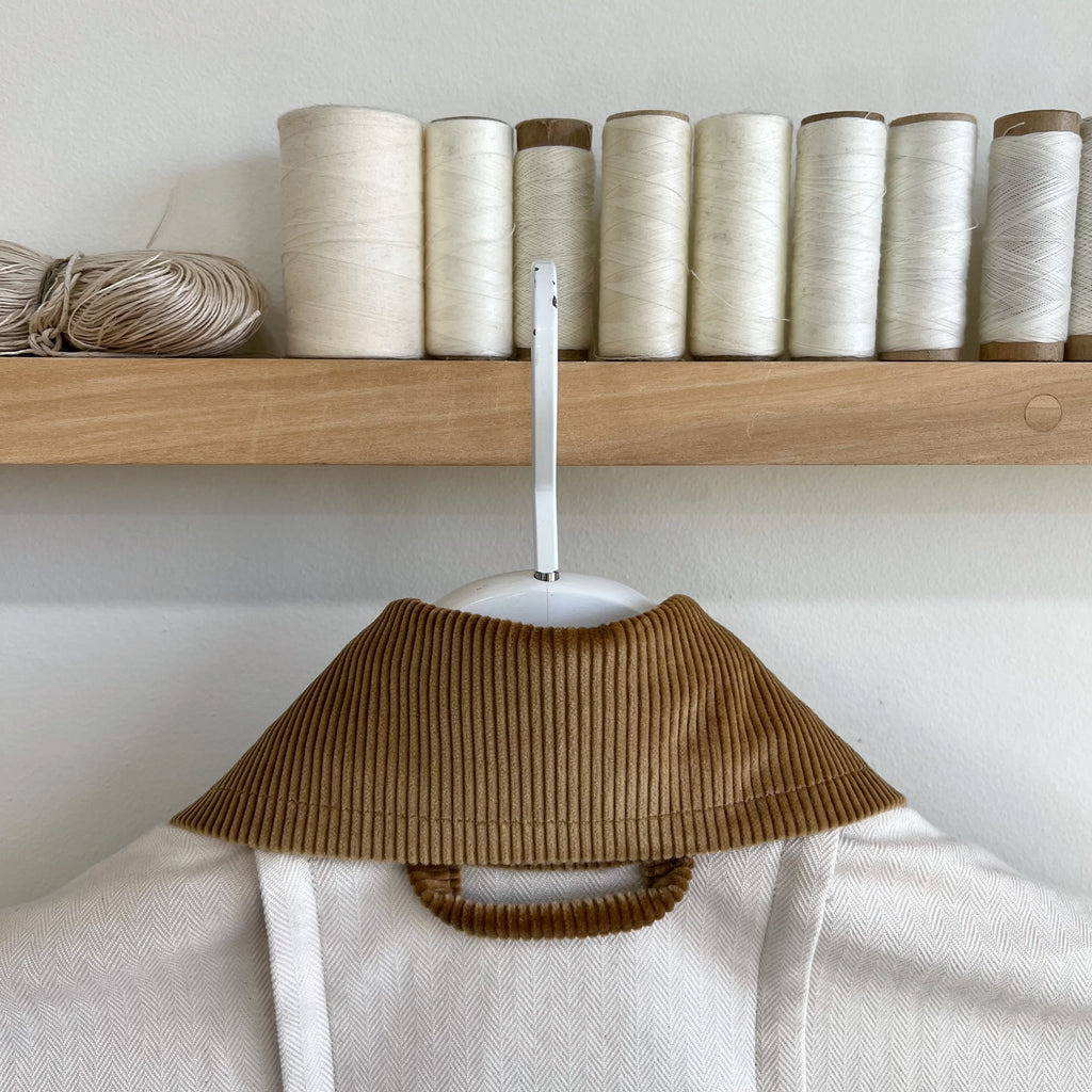 Cream Cotton and Linen Herringbone Twill Field Jacket