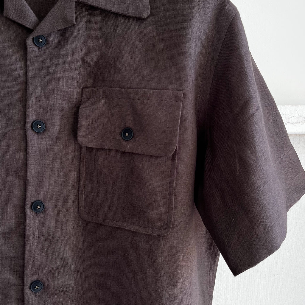 Chocolate Linen Camp Shirt