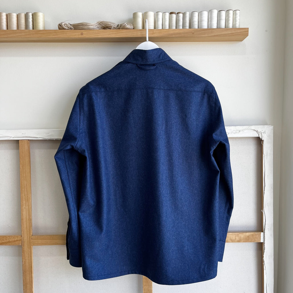 French Blue Wool Cashmere Overshirt