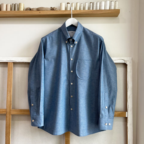 Steel Blue Chambray Button Down Dress Shirt