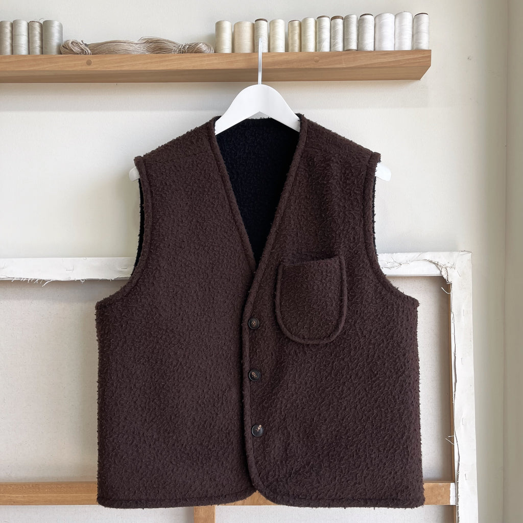 Dark Chocolate / Black Reversible Casentino Wool Vest