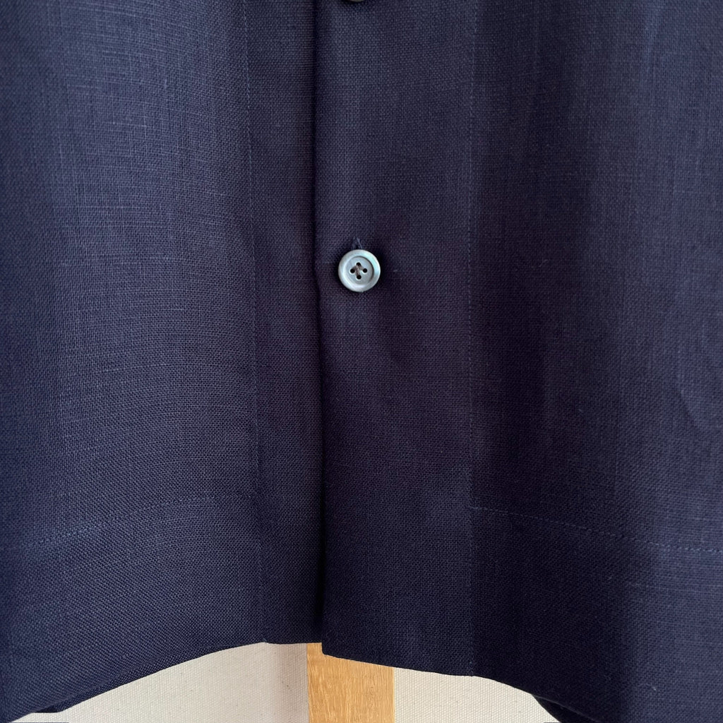 Navy Linen Camp Shirt