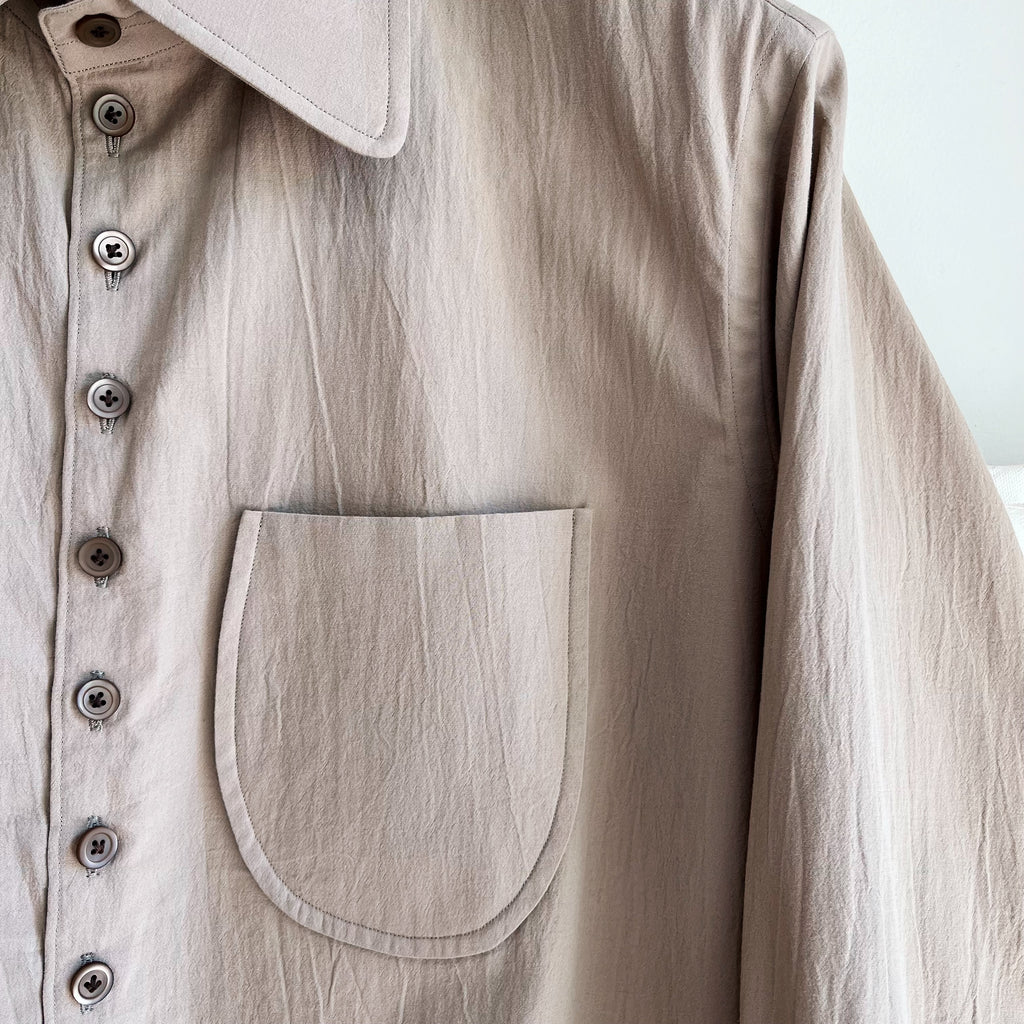 Taupe Laundered Cotton Dress Shirt