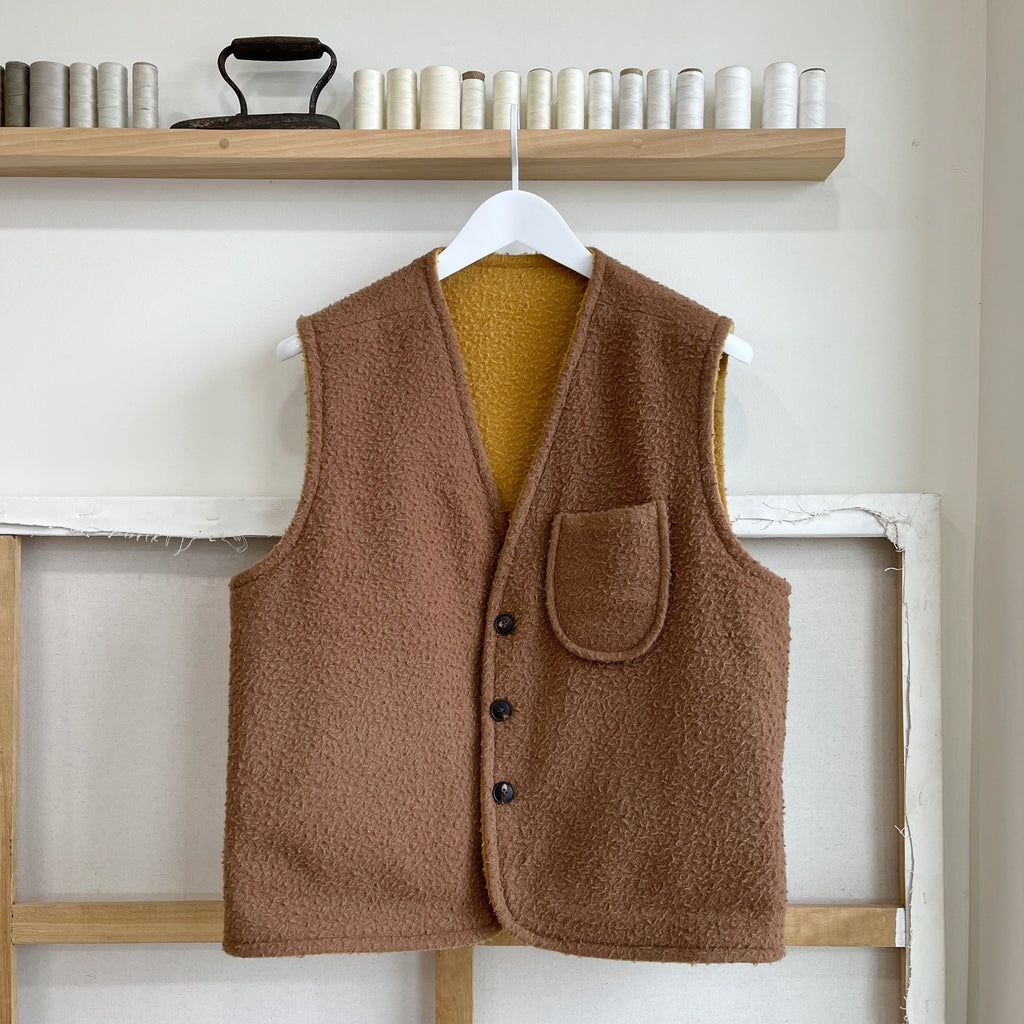 Senape/Cammello Scuro Reversible Casentino Wool Vest