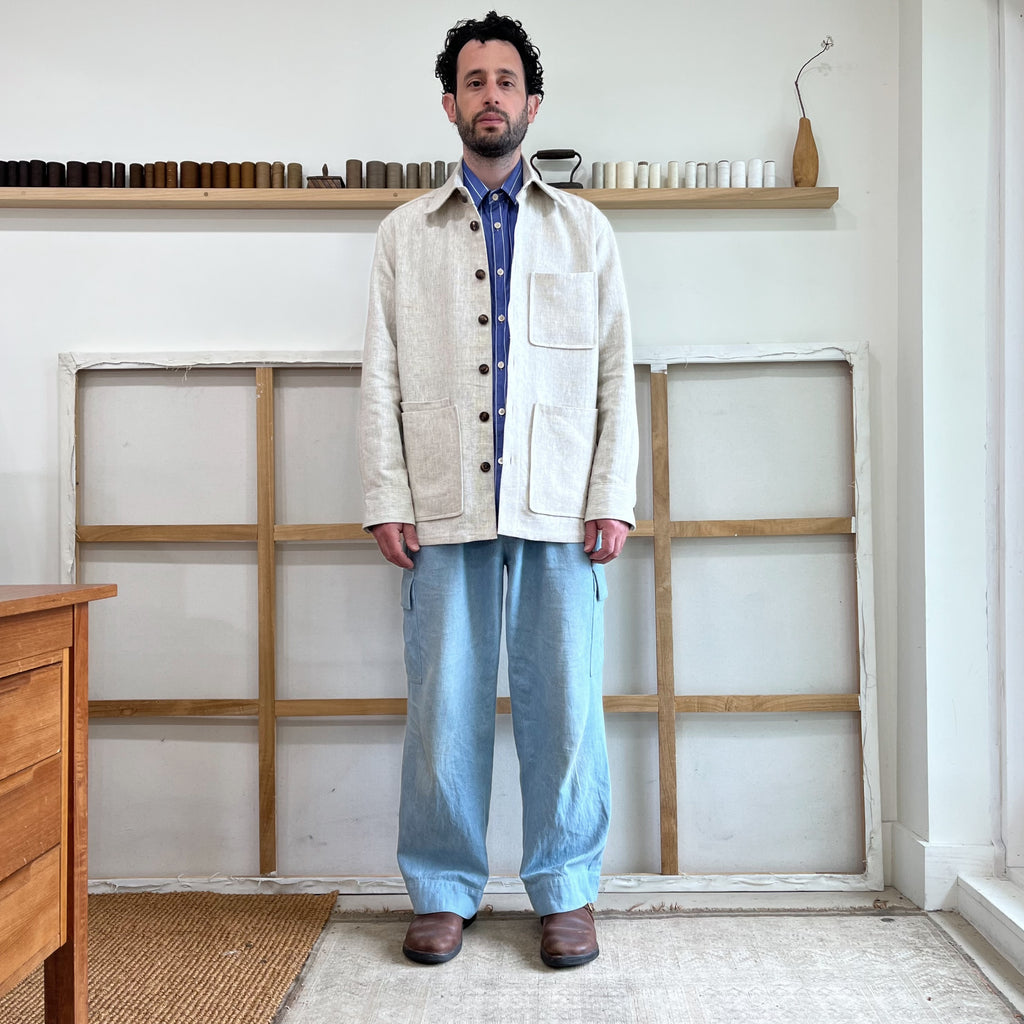 Deadstock Oatmeal Basketweave Linen Chore Coat