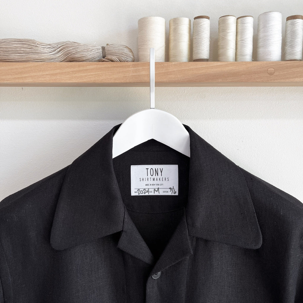 Black Linen Camp Shirt