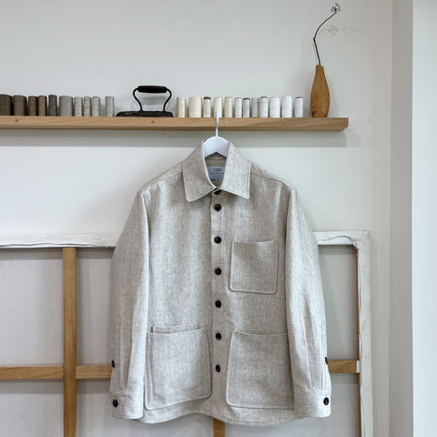 Deadstock Oatmeal Basketweave Linen Chore Coat