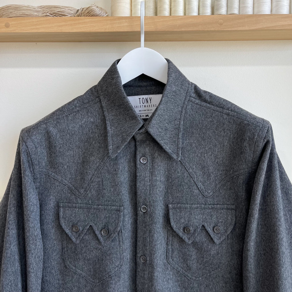 Deadstock Charcoal Cashmere Sawtooth Western Shirt