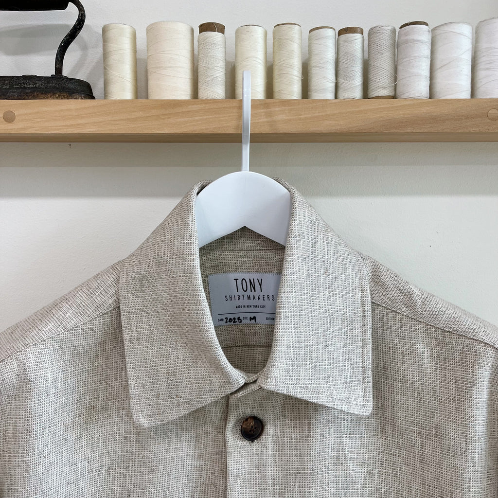 Deadstock Oatmeal Basketweave Linen Chore Coat