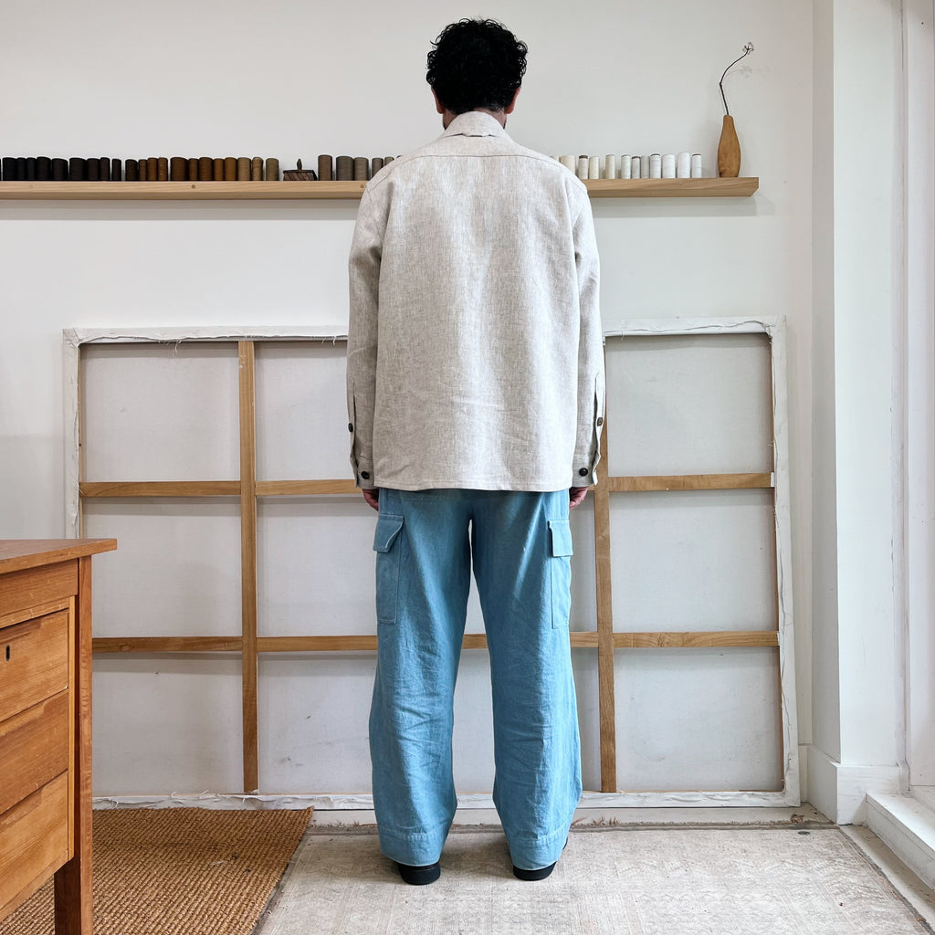 Deadstock Oatmeal Basketweave Linen Chore Coat