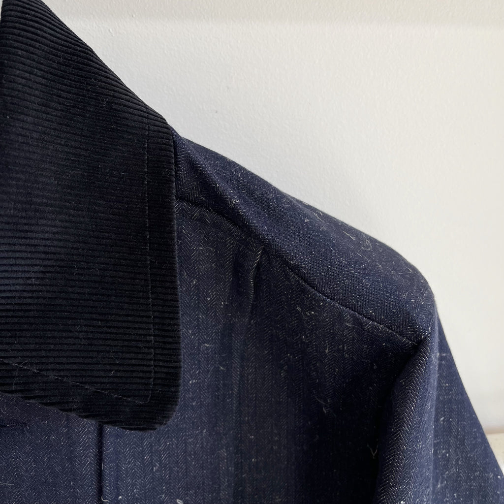 Denim and Linen Herringbone Twill Field Jacket