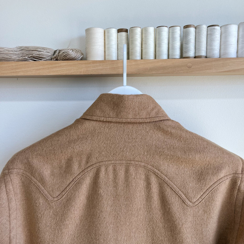 Deadstock Camel Wool Cashmere Sawtooth Western Shirt