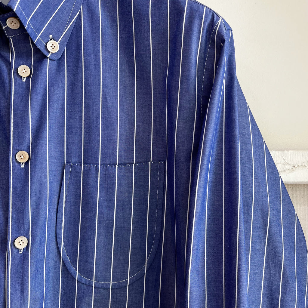 Azure Stripe Cotton Button Down Dress Shirt