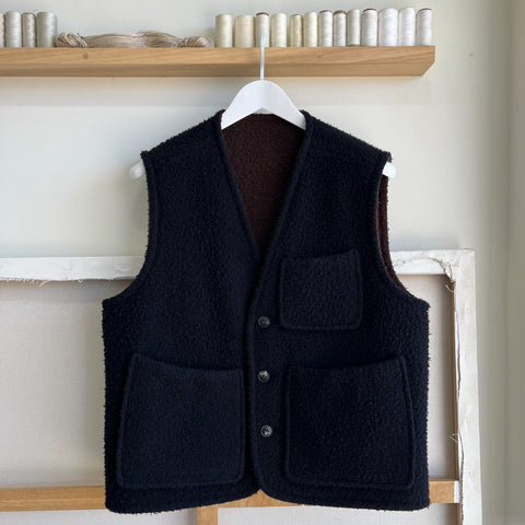 Dark Chocolate / Black Reversible Casentino Wool Vest