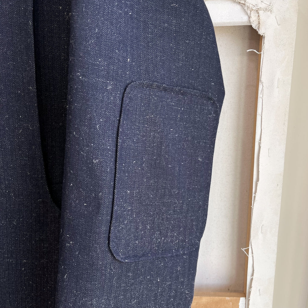 Denim and Linen Herringbone Twill Field Jacket