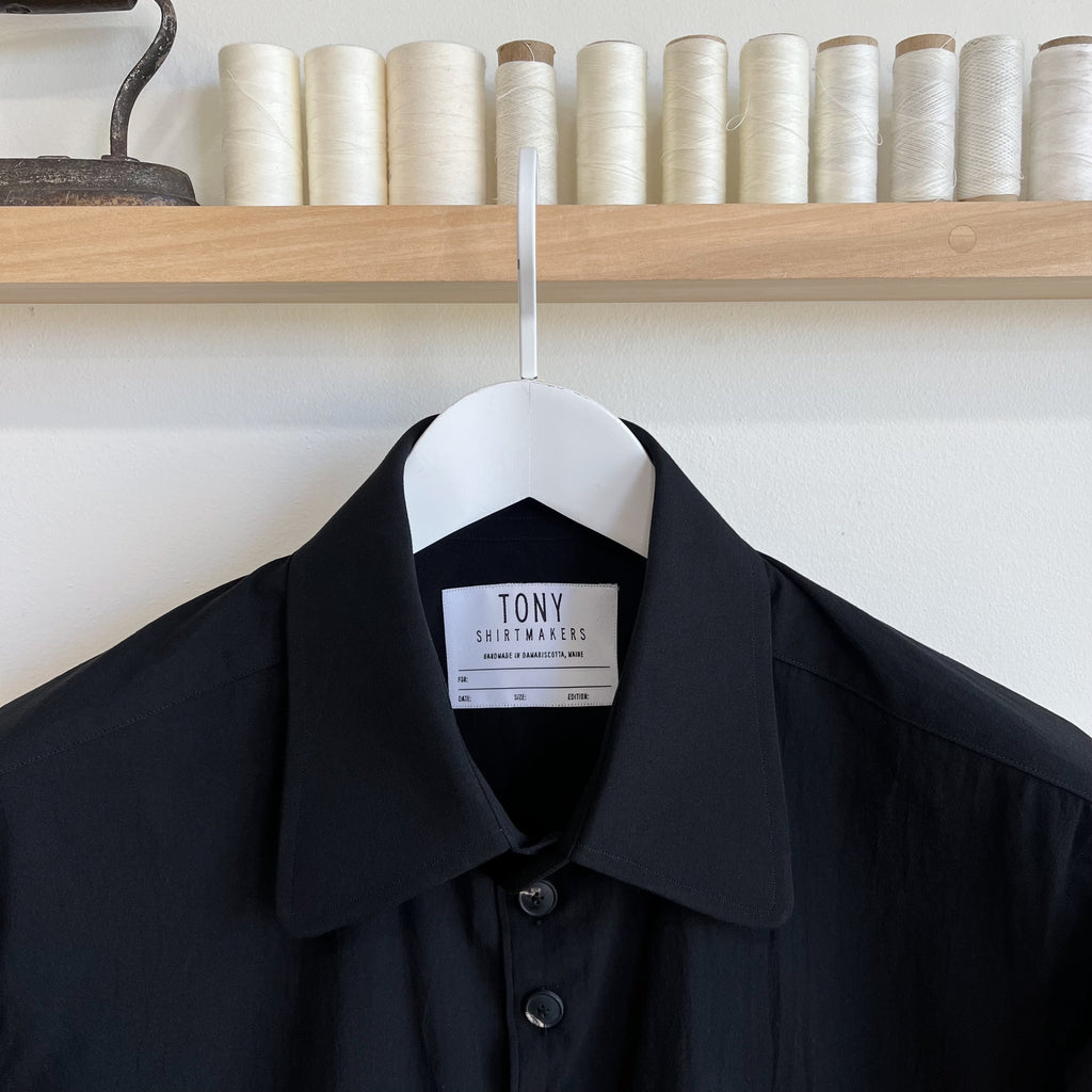 Black Laundered Cotton Dress Shirt