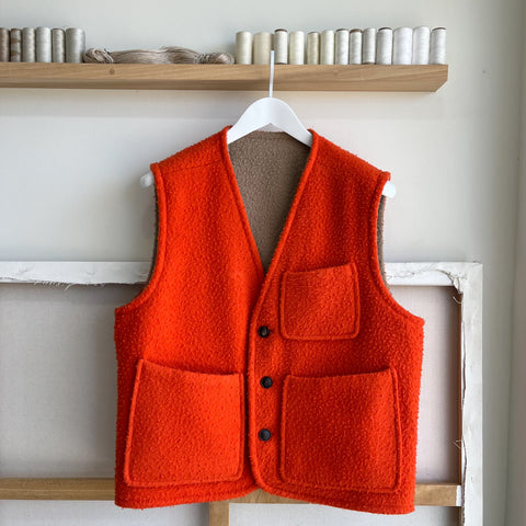 Light Camel / Blaze Orange Reversible Casentino Wool Vest