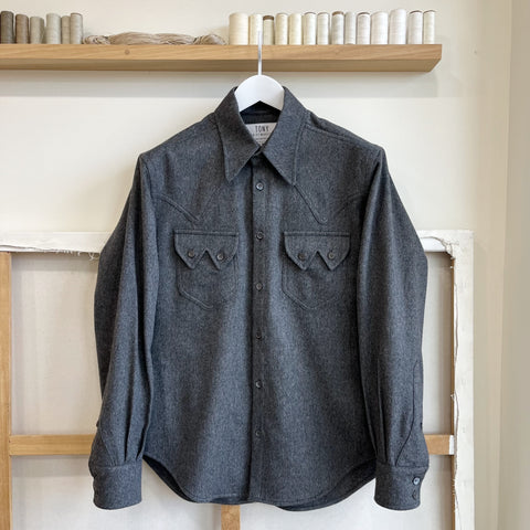 Deadstock Charcoal Cashmere Sawtooth Western Shirt