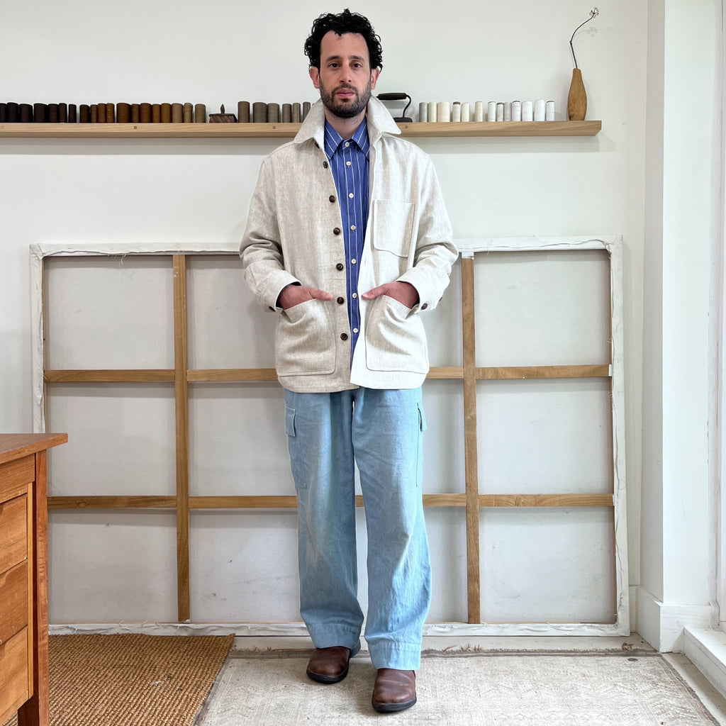 Deadstock Oatmeal Basketweave Linen Chore Coat