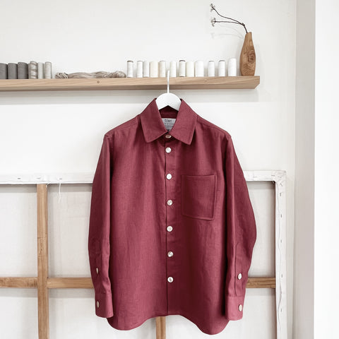 Raspberry Linen Overshirt (Size Medium)