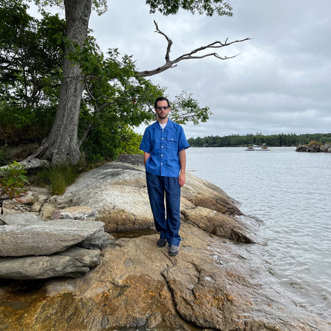 French Blue Linen Camp Shirt
