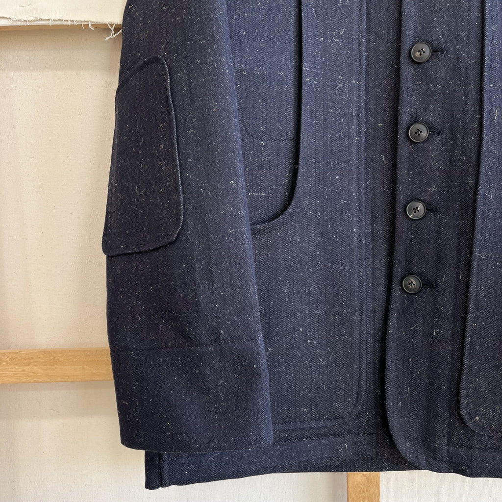 Denim and Linen Herringbone Twill Field Jacket