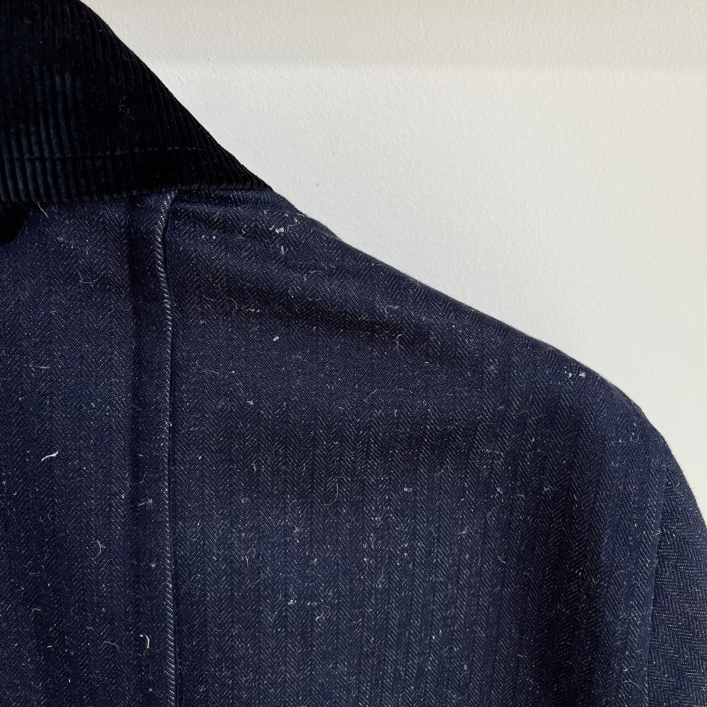 Denim and Linen Herringbone Twill Field Jacket