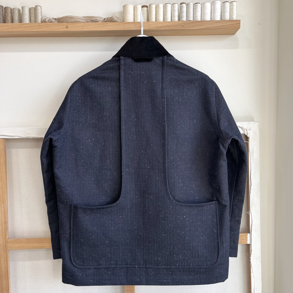 Denim and Linen Herringbone Twill Field Jacket