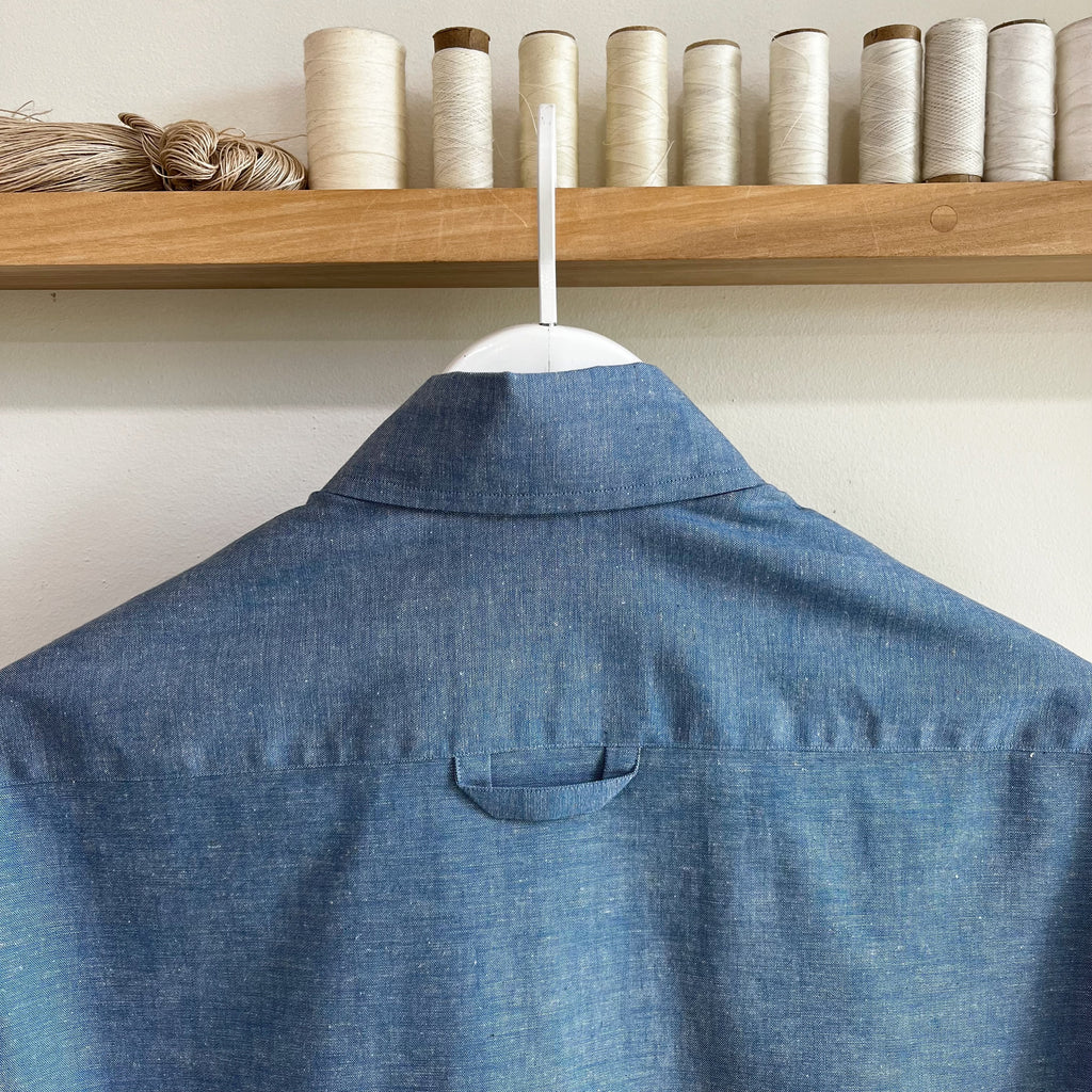 Steel Blue Chambray Button Down Dress Shirt