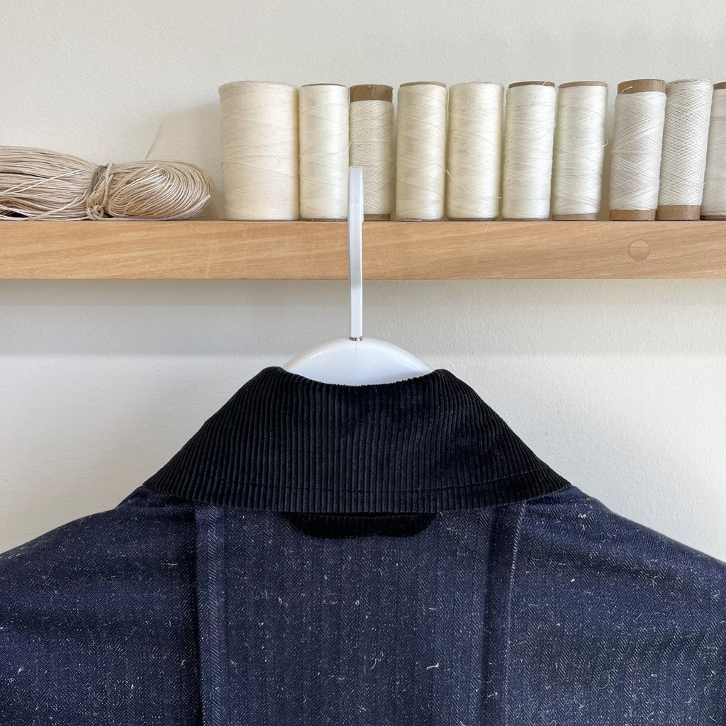 Denim and Linen Herringbone Twill Field Jacket