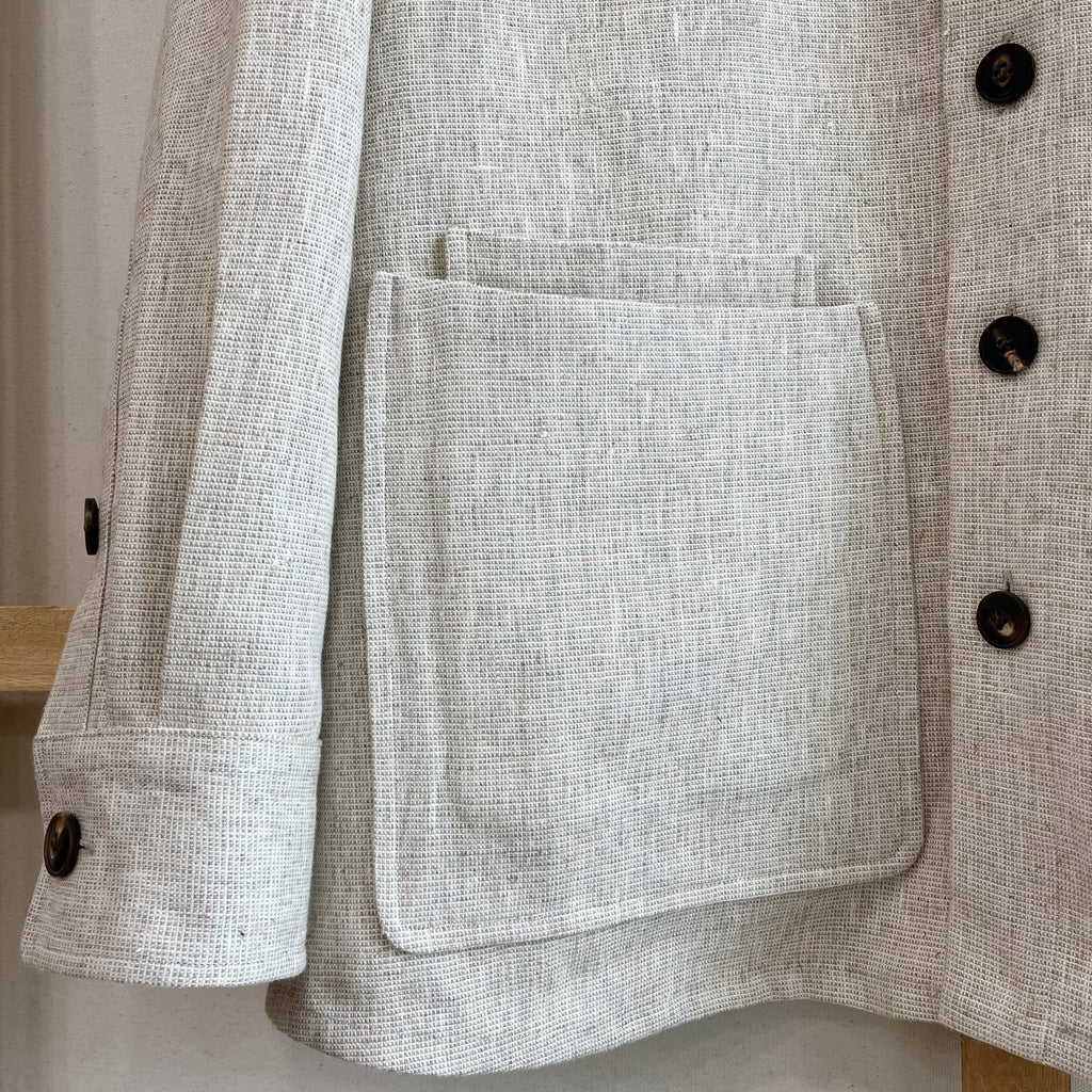 Deadstock Oatmeal Basketweave Linen Chore Coat
