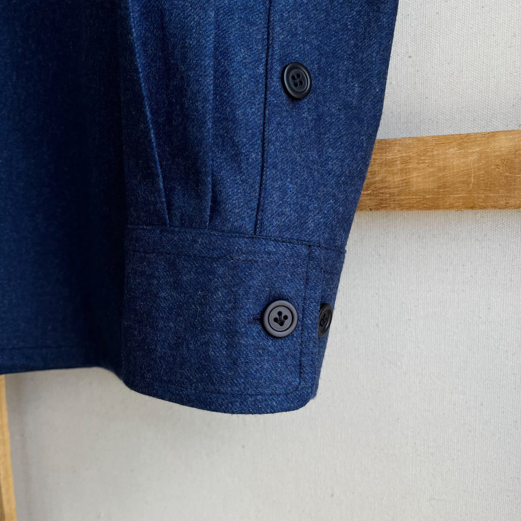French Blue Wool Cashmere Overshirt