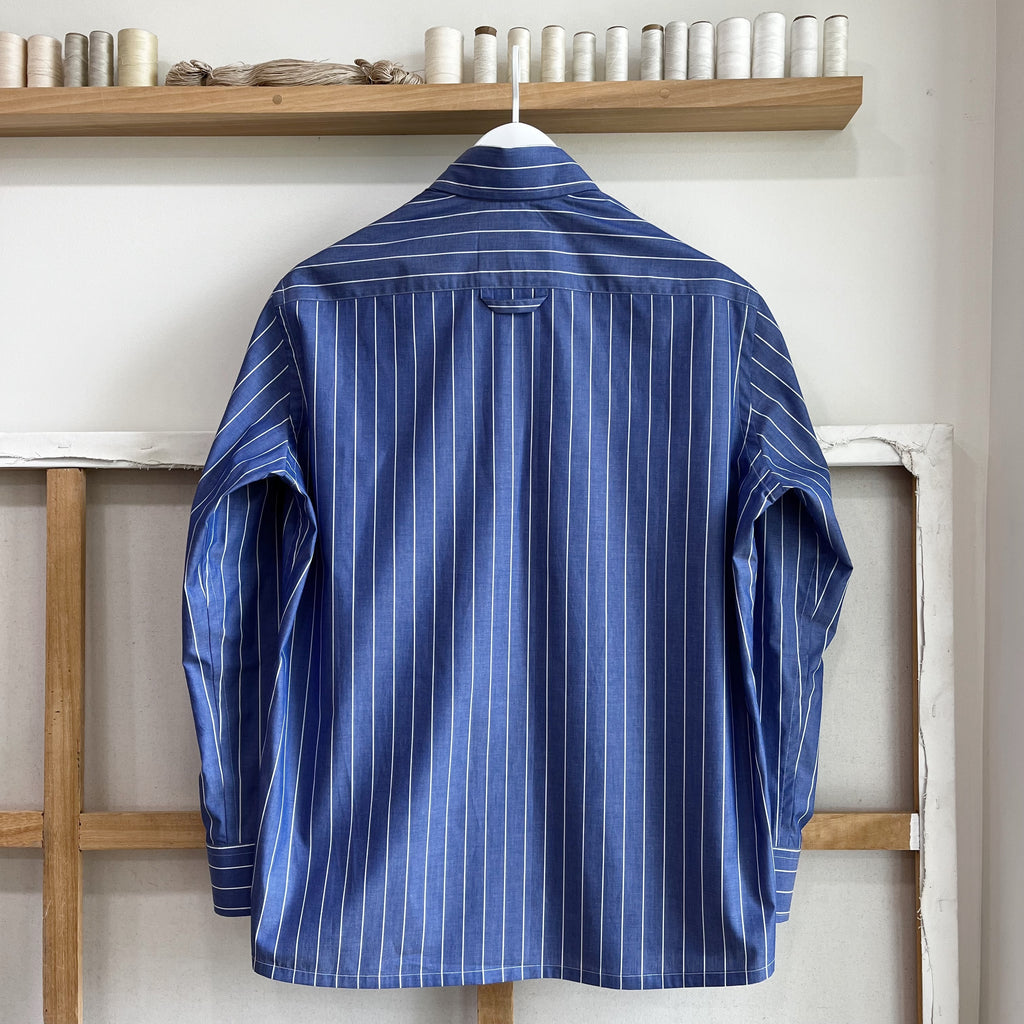 Azure Stripe Cotton Button Down Dress Shirt