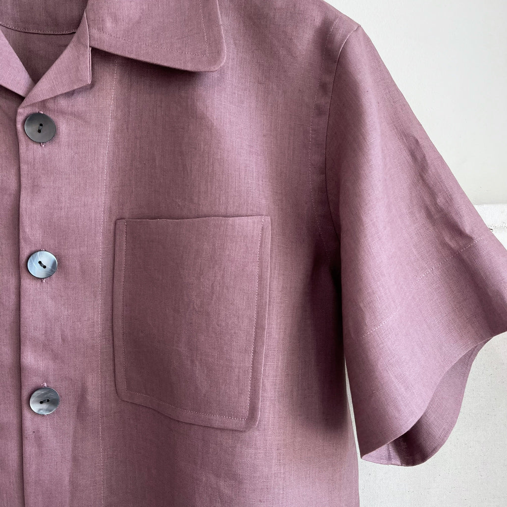 Mauve Linen Camp Shirt