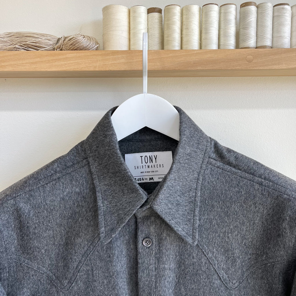 Deadstock Charcoal Cashmere Sawtooth Western Shirt