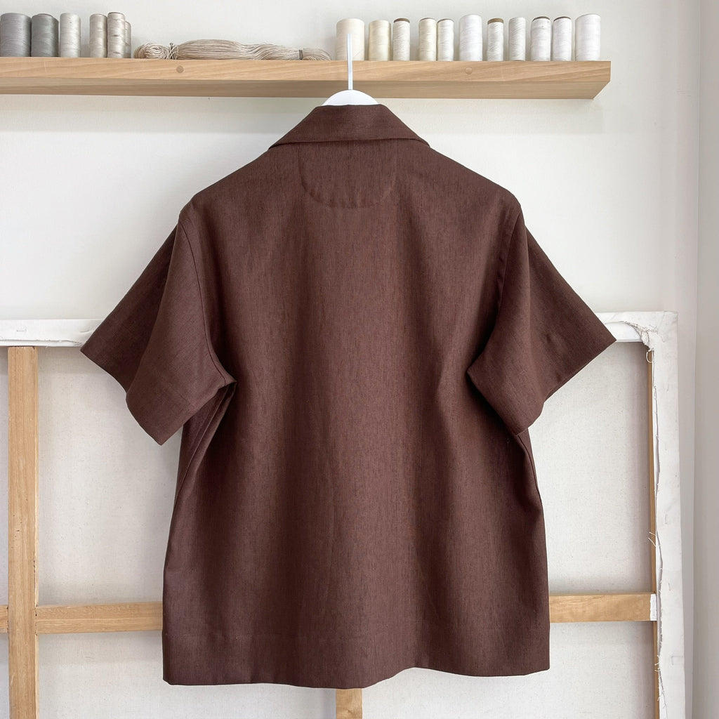 Chocolate Linen Camp Shirt