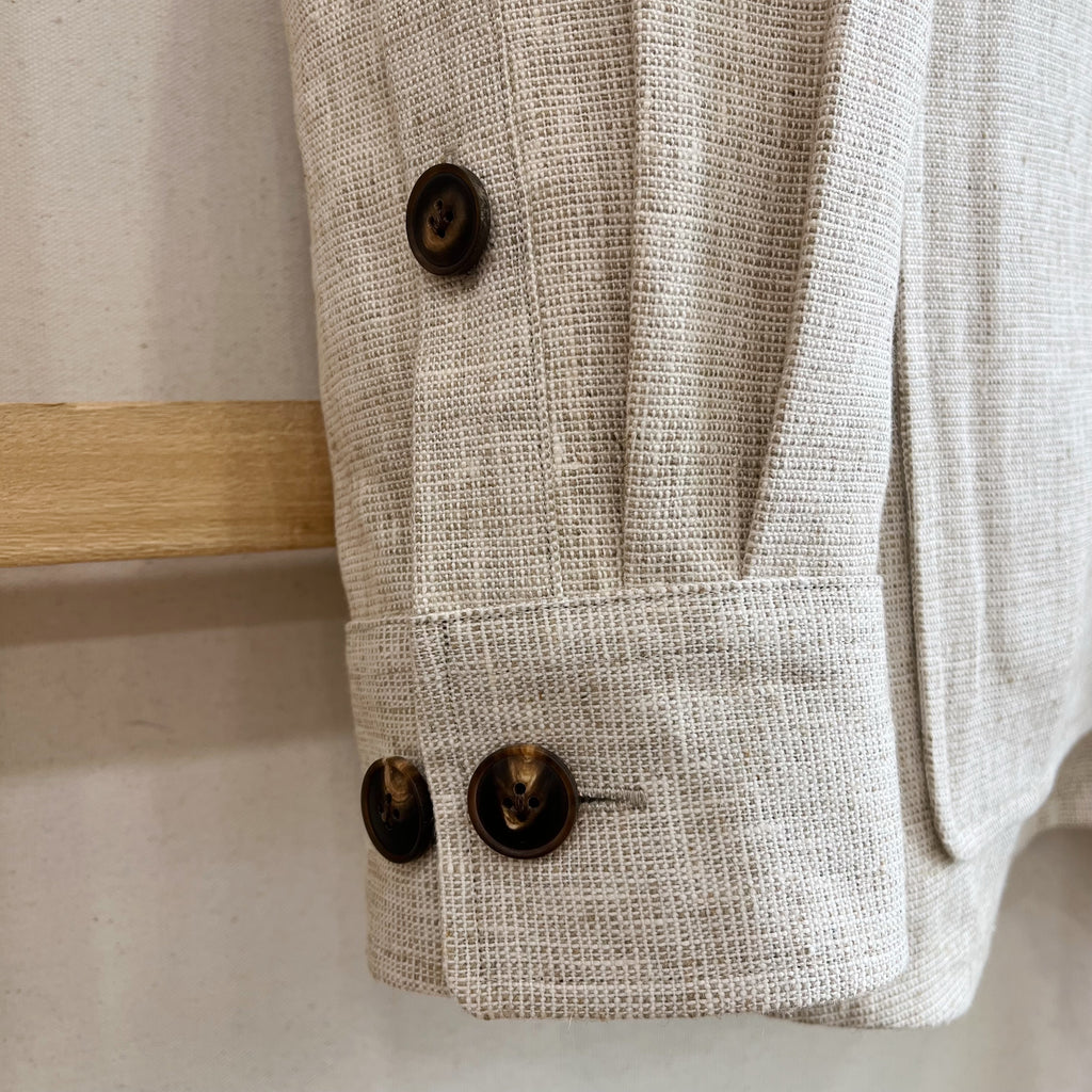 Deadstock Oatmeal Basketweave Linen Chore Coat
