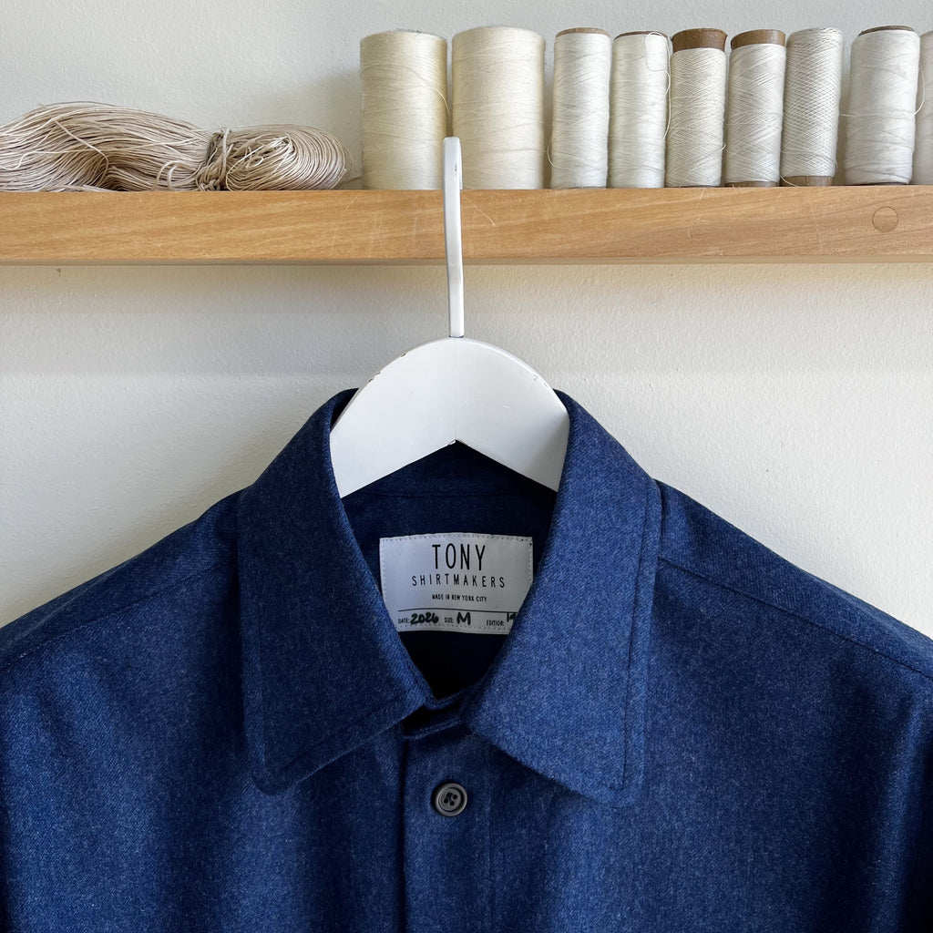 French Blue Wool Cashmere Overshirt