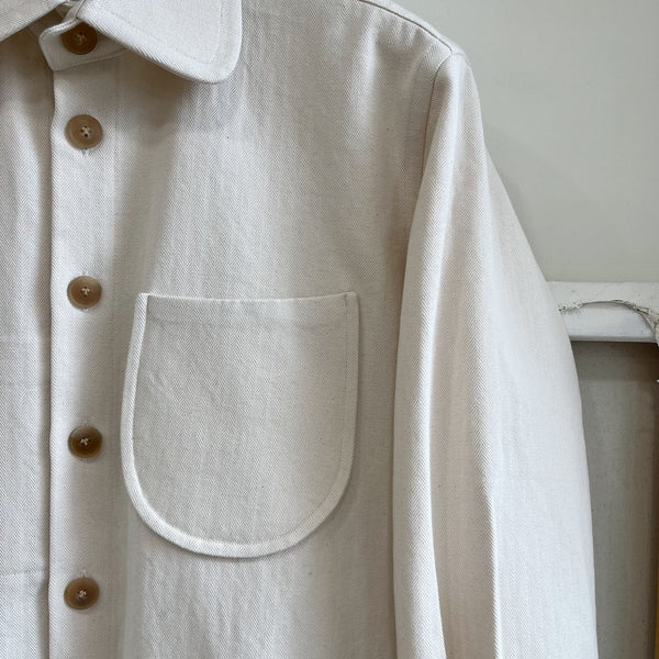 Cream Cotton Linen Herringbone Twill Chore Coat – TONY SHIRTMAKERS