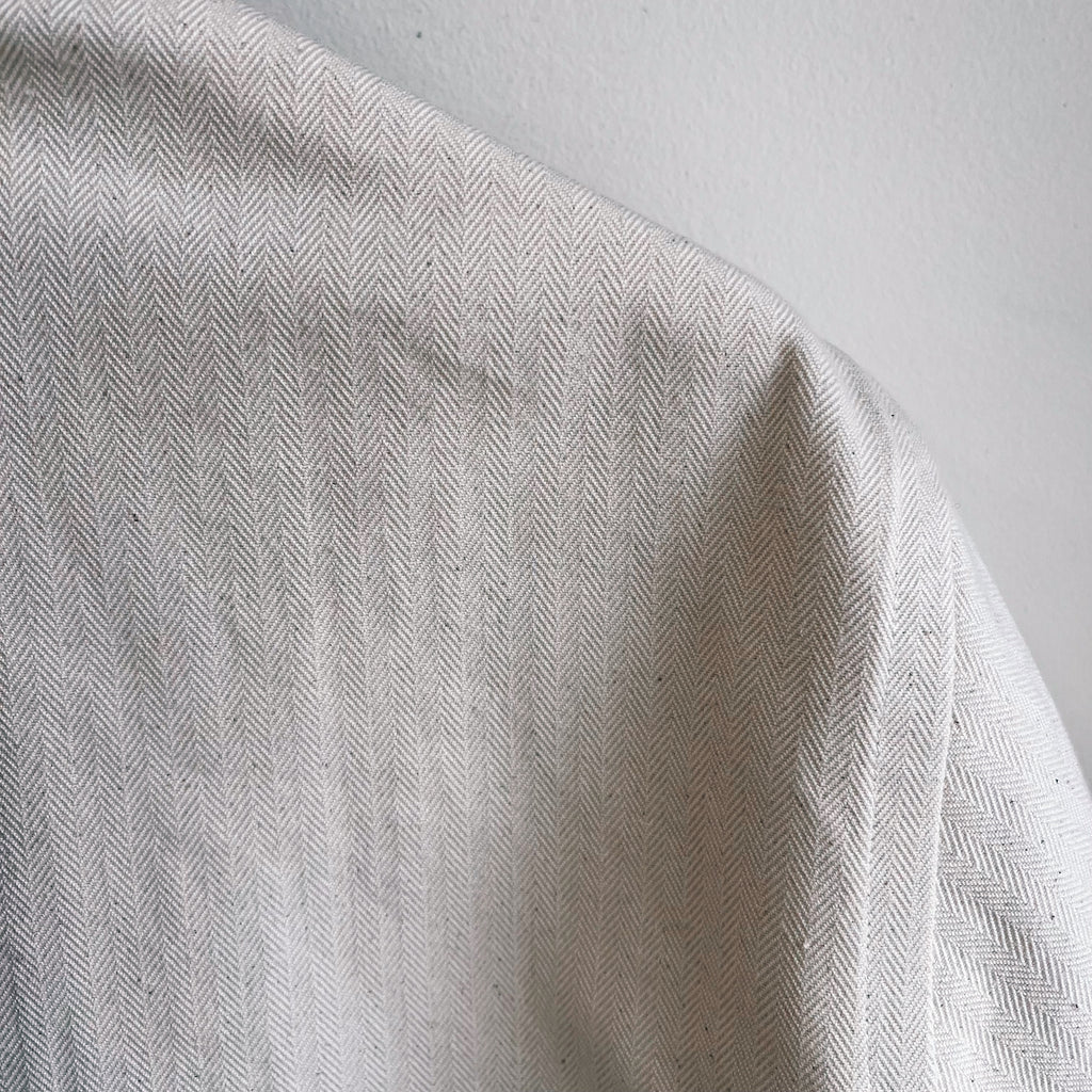 Cream Cotton Herringbone Twill Field Jacket