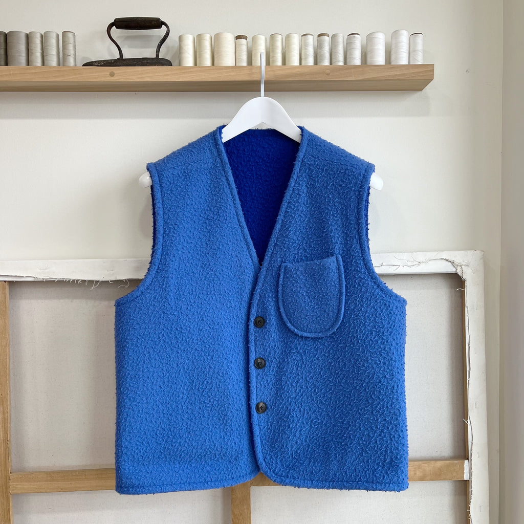 Pervinca/Cina Blue Reversible Casentino Wool Vest