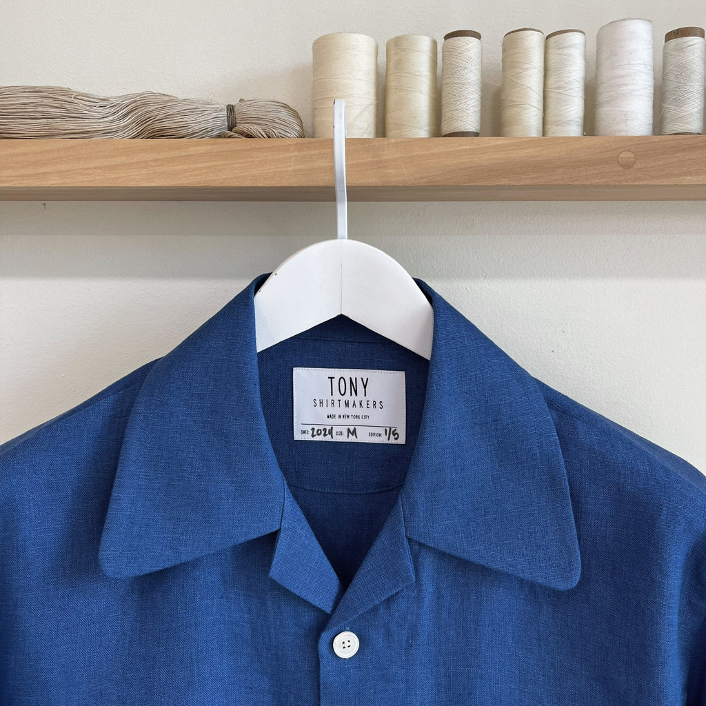 French Blue Linen Camp Shirt