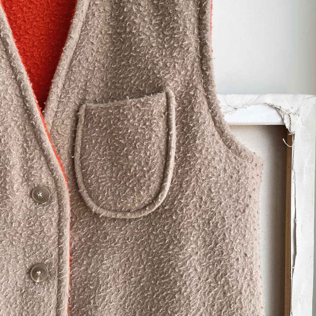 Light Camel / Blaze Orange Reversible Casentino Wool Vest