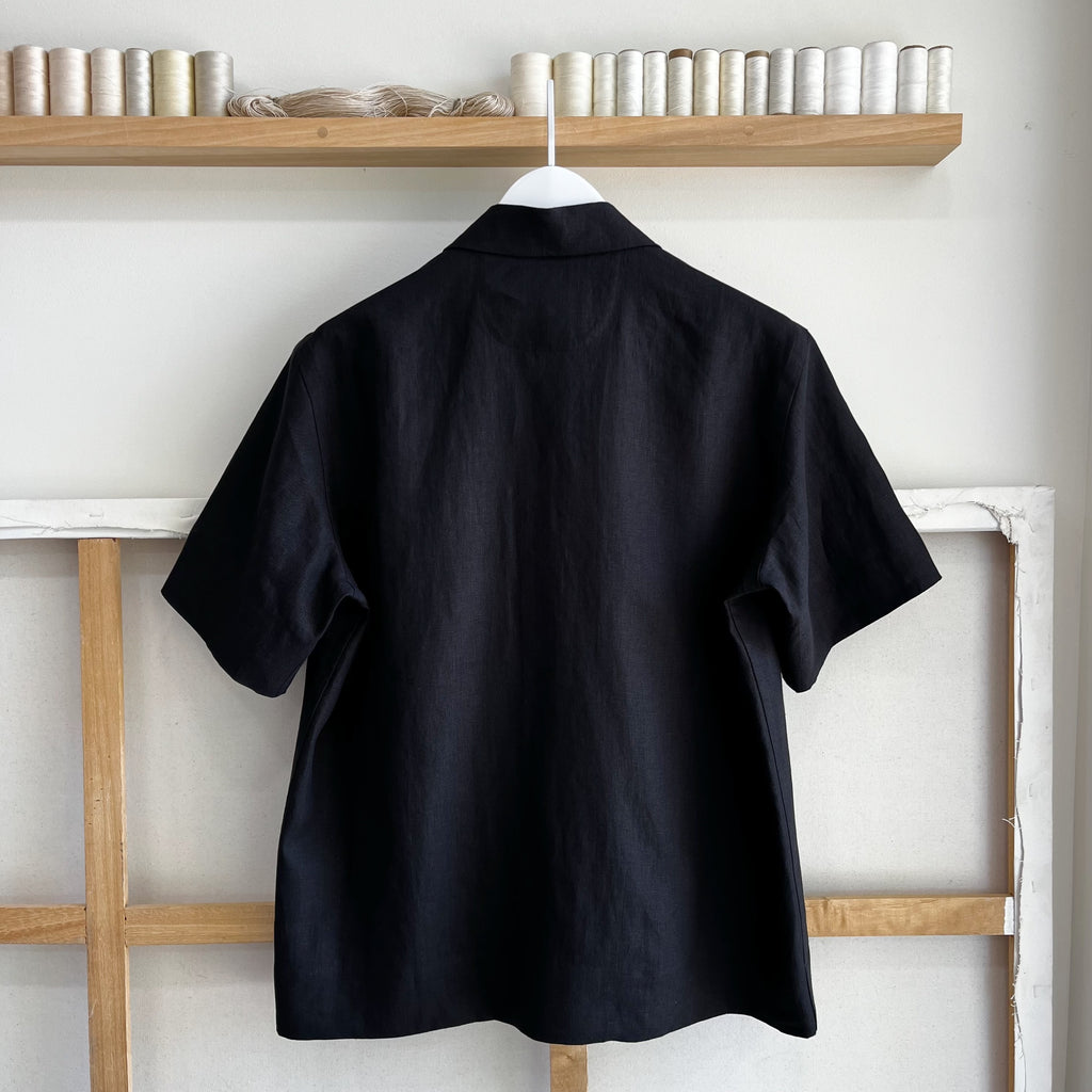 Black Linen Camp Shirt