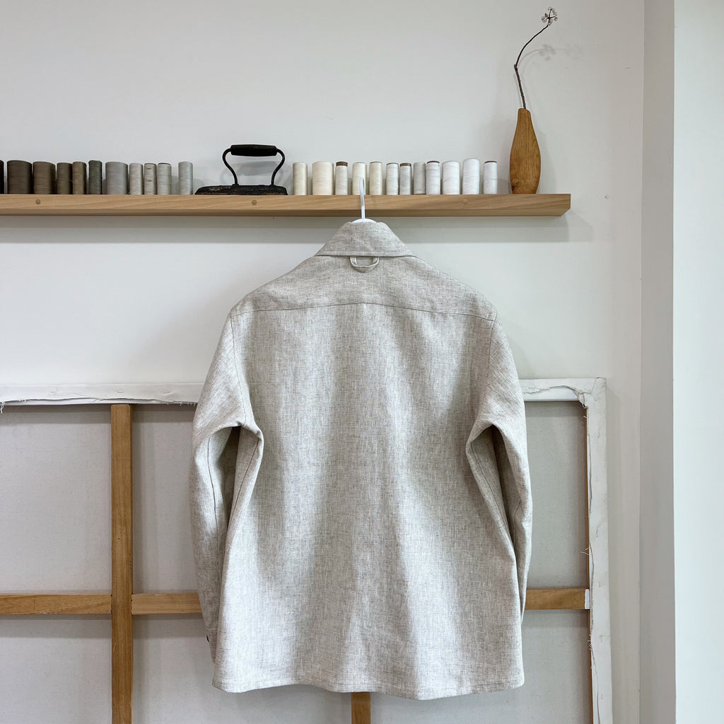 Deadstock Oatmeal Basketweave Linen Chore Coat
