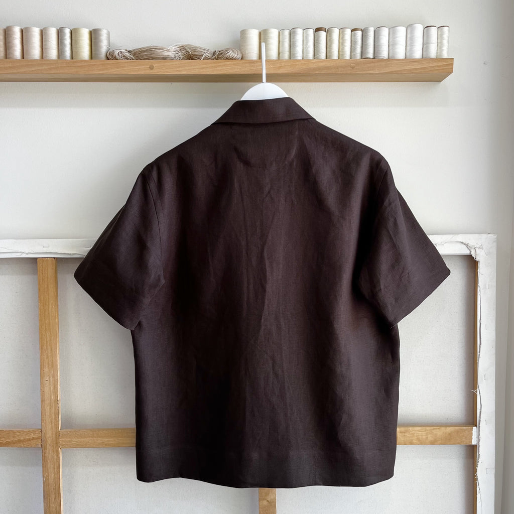 Chocolate Linen Camp Shirt