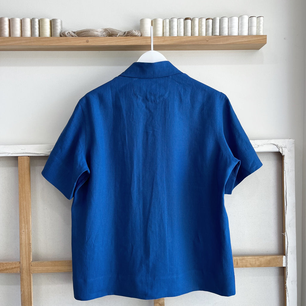 French Blue Linen Camp Shirt