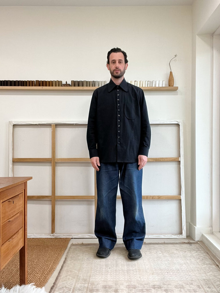 Black Laundered Cotton Dress Shirt