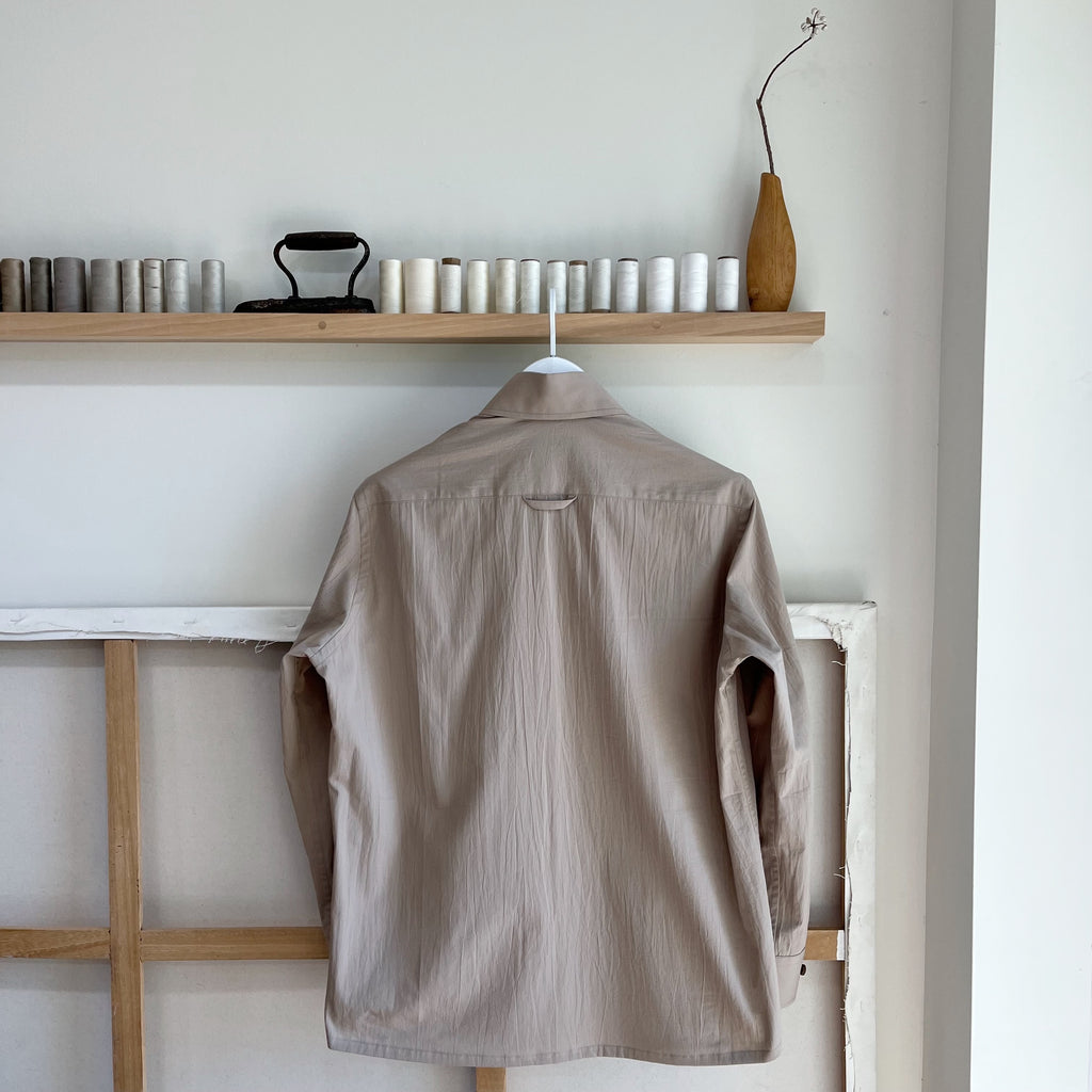 Taupe Laundered Cotton Dress Shirt